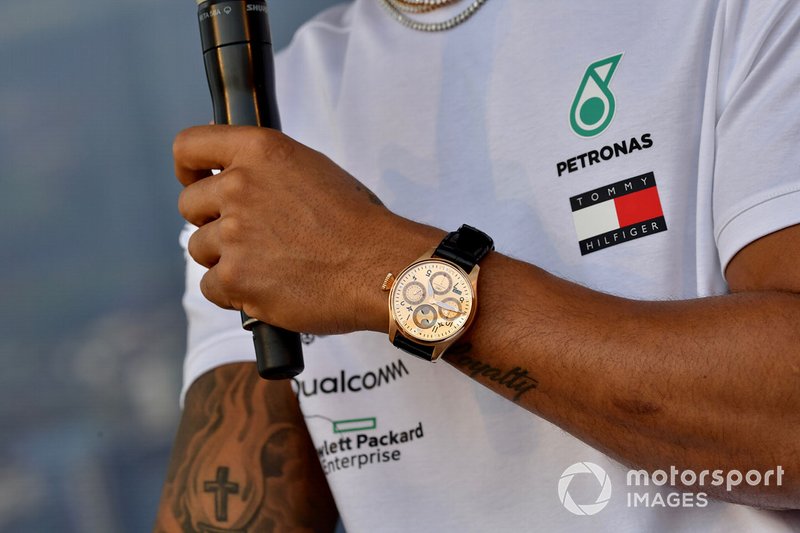 Watch on the wrist of Lewis Hamilton, Mercedes AMG F1