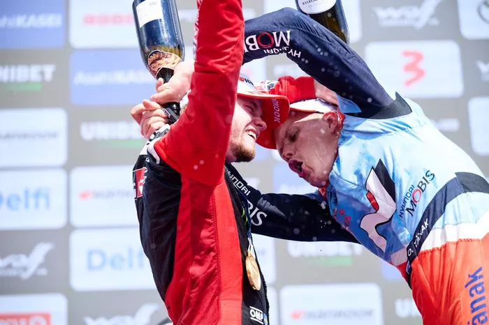 Podium: Oliver Solberg, Toyota Gazoo Racing WRT, Ott Tänak, Hyundai World Rally Team