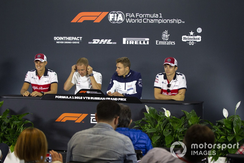 Marcus Ericsson, Sauber, Valtteri Bottas, Mercedes AMG F1, Sergey Sirotkin, Williams Racing and Charles Leclerc, Sauber in the press conference