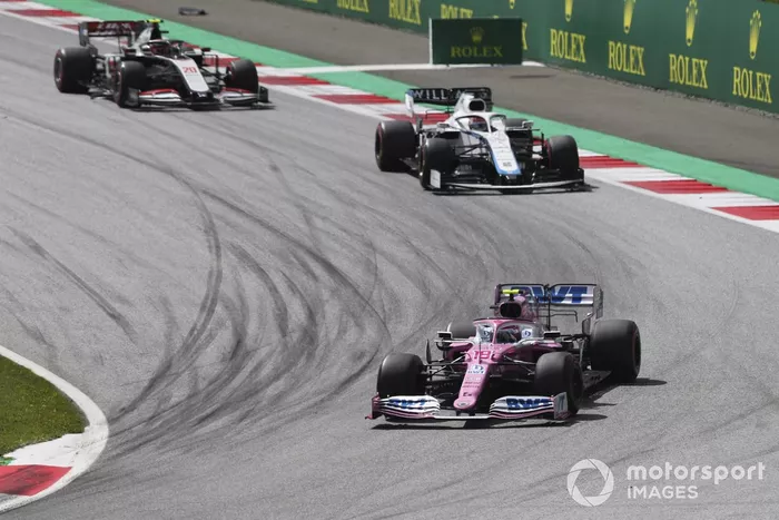 Lance Stroll, Racing Point RP20, George Russell, Williams FW43, Kevin Magnussen, Haas VF-20