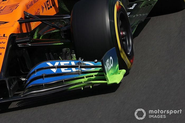 McLaren MCL35 Detalle del flujo del ala delantera