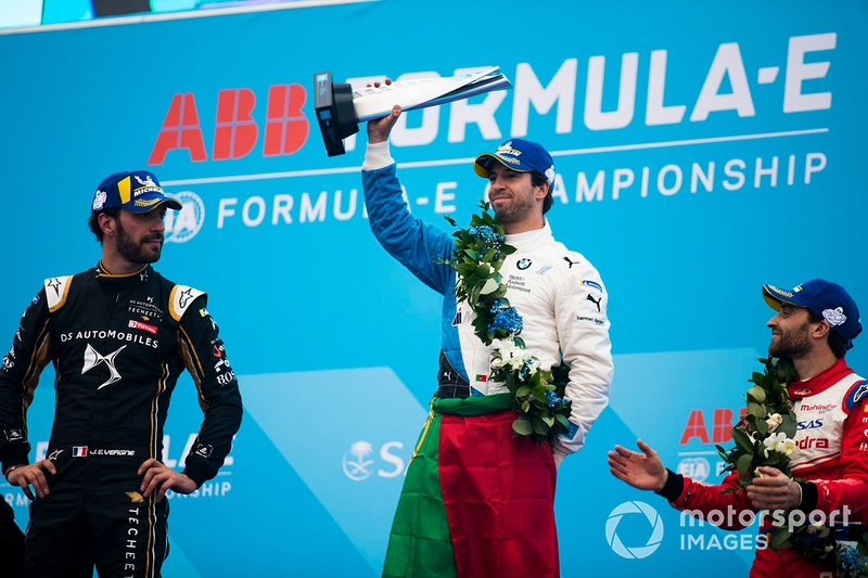 Winner Antonio Felix da Costa, BMW I Andretti Motorsports with second position Jean-Eric Vergne, DS TECHEETAH, third position Jérôme d'Ambrosio, Mahindra Racing