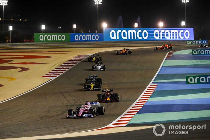 Sergio Pérez, Racing Point RP20, Alex Albon, Red Bull Racing RB16, Daniel Ricciardo, Renault F1 Team R.S.20, Valtteri Bottas, Mercedes F1 W11