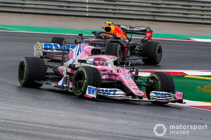 Sergio Pérez, Racing Point RP20, Alex Albon, Red Bull Racing RB16
