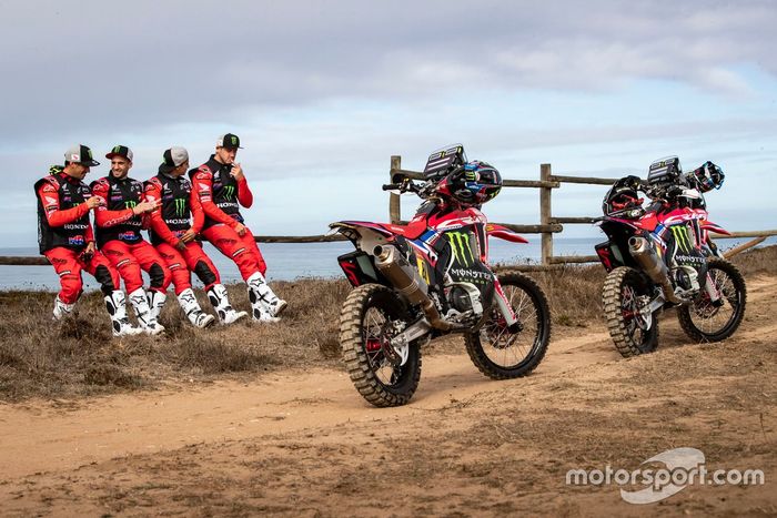 #1 Monster Energy Honda Team: Ricky Brabec, #4 Monster Energy Honda Team: Jose Ignacio Cornejo Florimo, #47 Monster Energy Honda Team: Kevin Benavides, #88 Monster Energy Honda Team: Bort Joan Barreda