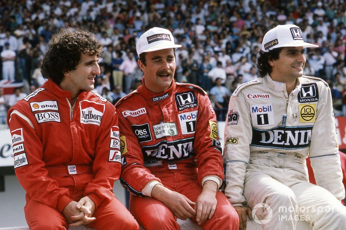 Alain Prost, McLaren, Nigel Mansell, Williams y Nelson Piquet, Williams