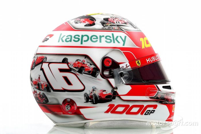 El casco de Charles Leclerc, Ferrari en Mugello