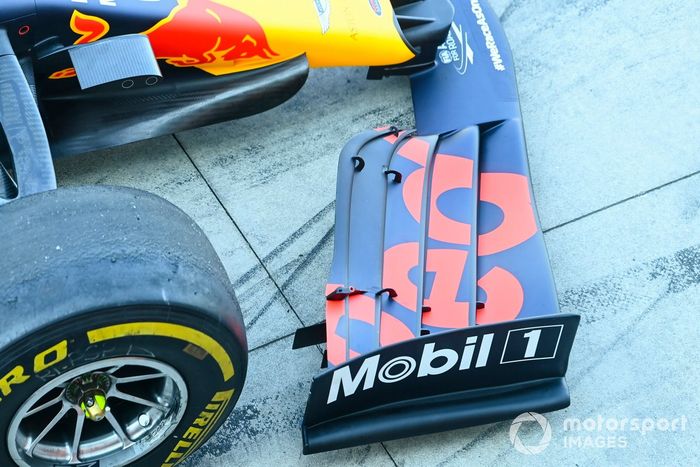 Detalle del alerón delantero del Red Bull Racing RB16 