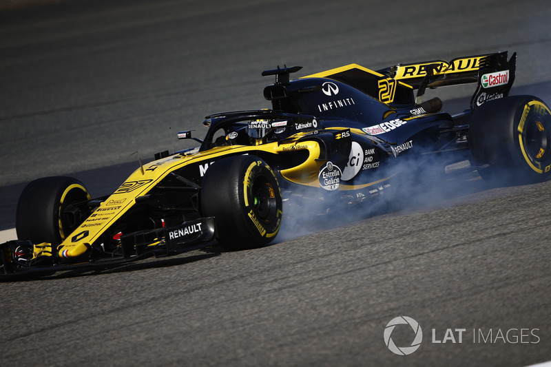 Nico Hulkenberg, Renault Sport F1 Team R.S. 18, bloque une roue