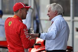 Sebastian Vettel, Ferrari and Charlie Whiting, FIA Delegate