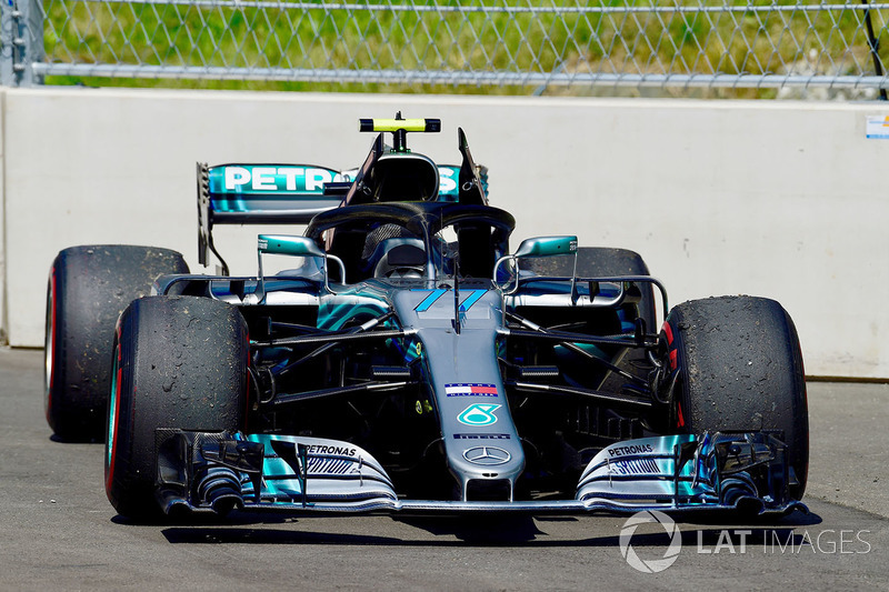 La voiture de Valtteri Bottas, Mercedes-AMG F1 W09 après son abandon