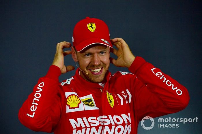 Sebastian Vettel, Ferrari, durante la conferenza stampa post Qualifiche