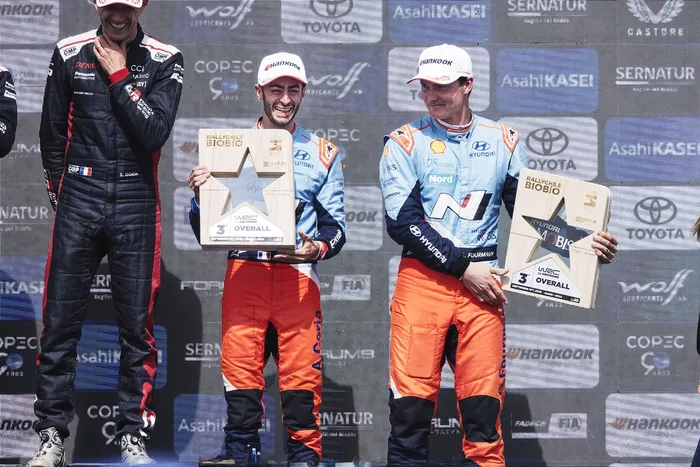 Podium: third place Adrien Fourmaux, Alexandre Coria, Hyundai World Rally Team Hyundai i20 N Rally1