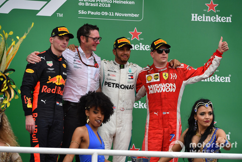 20. GP Brasil - Podium: Lewis Hamilton, Max Verstappen, Kimi Raikkonen