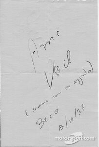 Carta de Ayrton Senna para Adriane Yamin