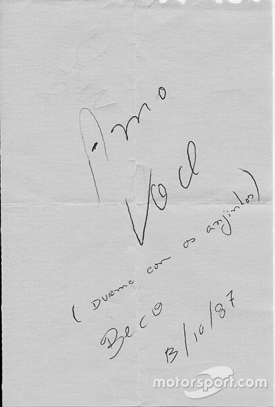 Carta de Ayrton Senna para Adriane Yamin