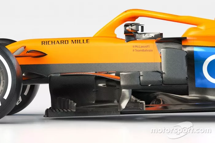McLaren MCL35 detalle de los sidepods 