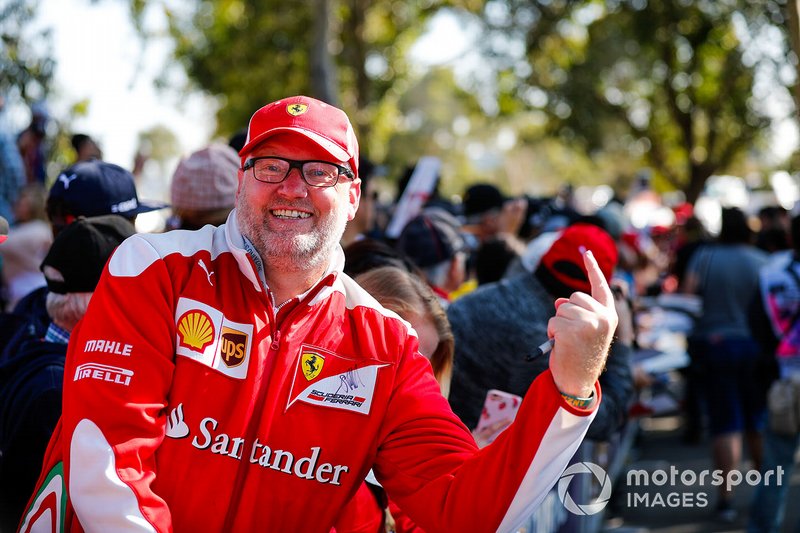 Ferrari fan waiting for the drivers arrival