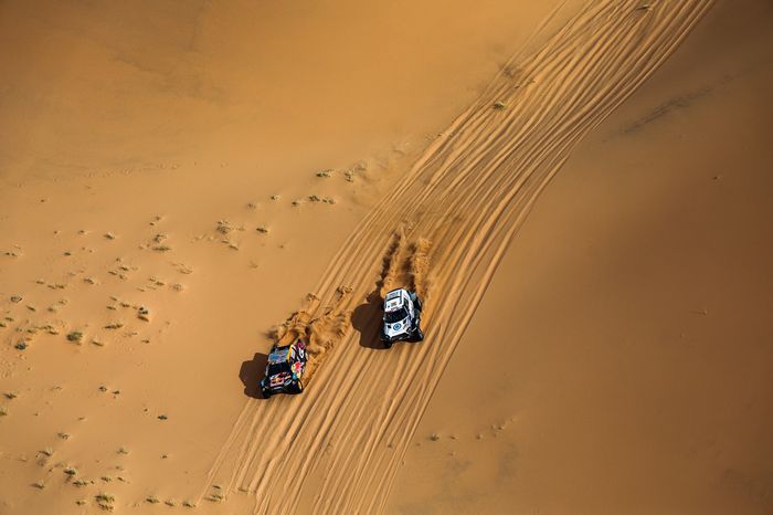 #203 Toyota Gazoo Racing Toyota: Lucas Moraes, Armand Monleon, #217 X-Raid Mini JCW Team Mini: Denis Krotov, Konstantin Zhiltsov
