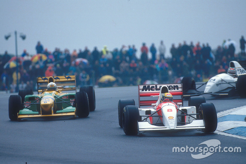 Ayrton Senna, McLaren MP4/8, Riccardo Patrese, Benetton B193B