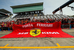 Ferrari fans and giant flag