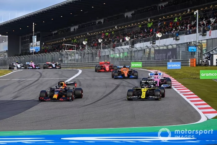 Max Verstappen, Red Bull Racing RB16, Daniel Ricciardo, Renault F1 Team R.S.20, Sergio Perez, Racing Point RP20, Carlos Sainz Jr., McLaren MCL35,  Charles Leclerc, Ferrari SF1000