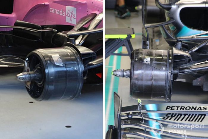 Racing Point RP20 brake and Mercedes W10 brake comparison  