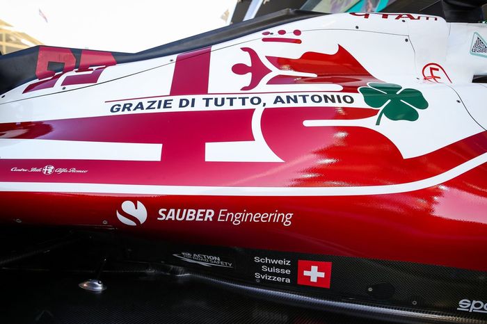 La decoración del coche de Antonio Giovinazzi, Alfa Romeo Racing