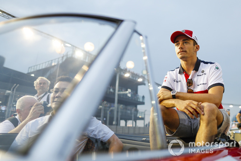 Charles Leclerc, Sauber, at the drivers parade