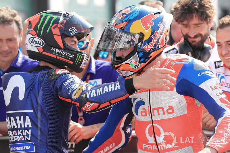 Third place Maverick Viñales, Yamaha Factory Racing, second place Jack Miller, Pramac Racing