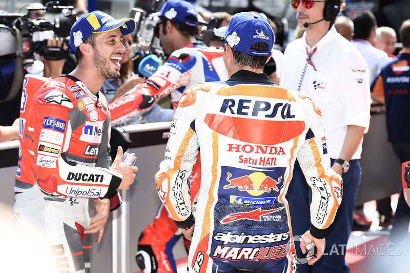 Poleman Marc Marquez, Repsol Honda Team, segundo clasificado Andrea Dovizioso, Ducati Team