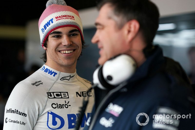 Lance Stroll, Racing Point F1 Team and Bradley Joyce, Racing Point F1 Team