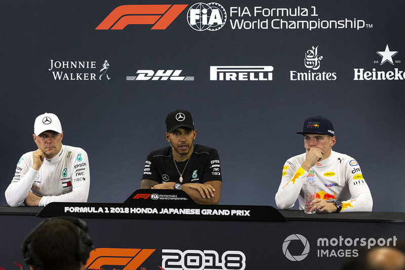 Valtteri Bottas, Mercedes AMG F1, Lewis Hamilton, Mercedes AMG F1 y Max Verstappen, Red Bull Racing