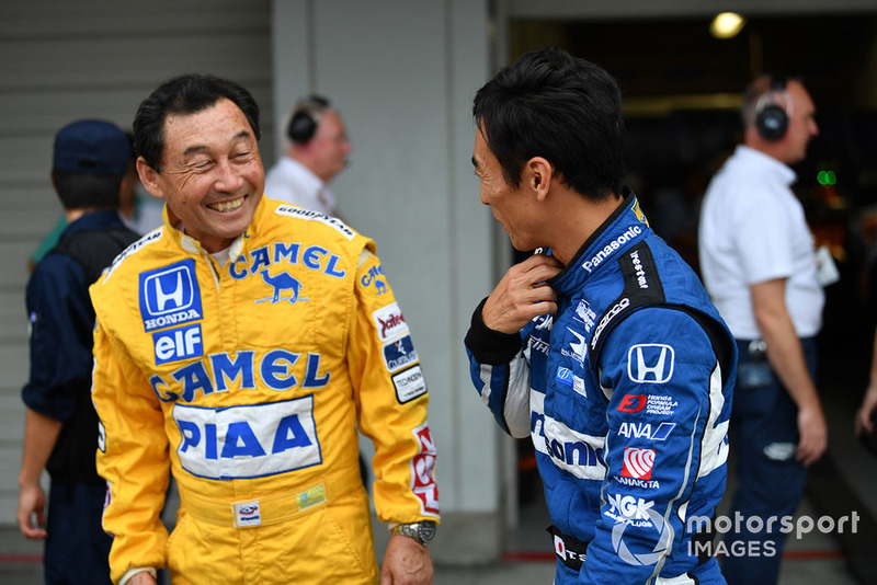 Satoru Nakajima and Takuma Sato at Legends F1 30th Anniversary Lap Demonstration