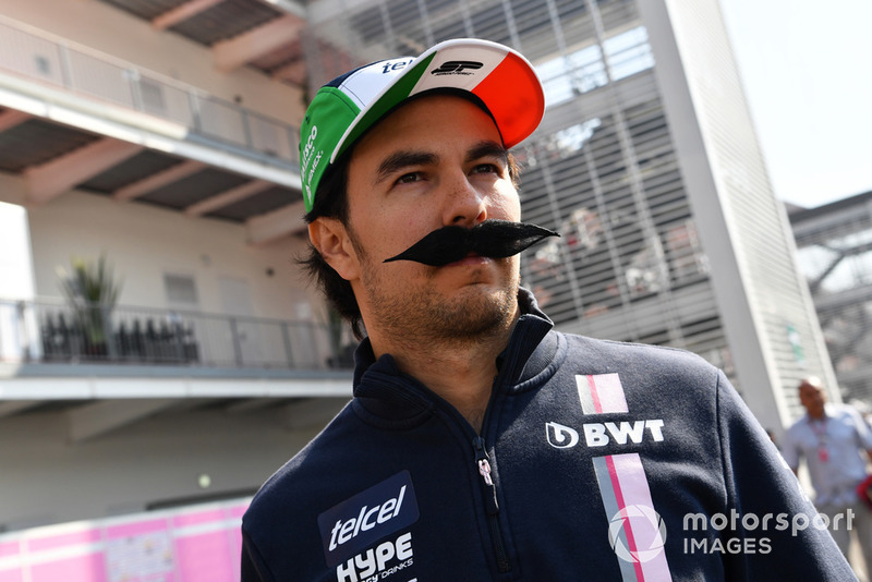 Sergio Perez, Racing Point Force India, avec une moustache