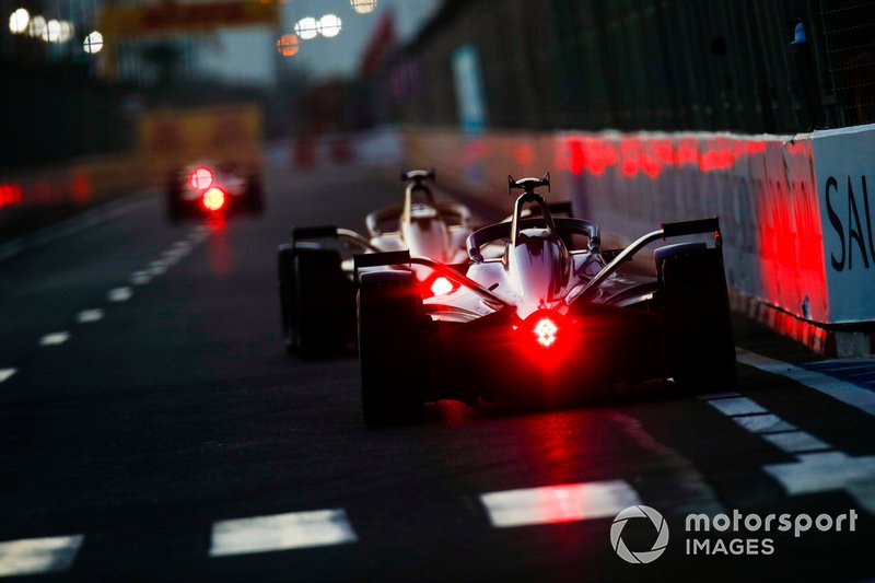 A rear view of the action