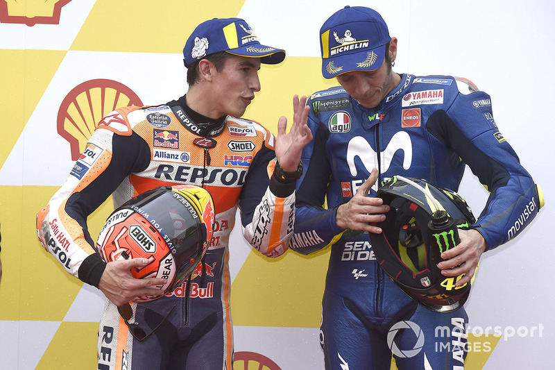 Володар поул-позиції Марк Маркес, Repsol Honda Team, третє місце Валентино Россі, Yamaha Factory Racing