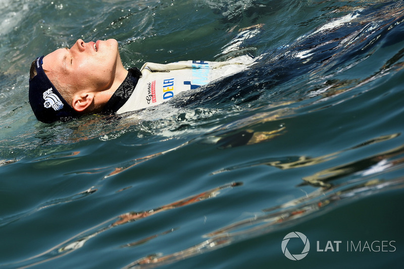 Rally winner Ott Tänak, M-Sport, Ford Fiesta WRCcelebrates in the sea