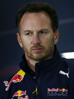 Christian Horner, Red Bull Racing Teamchef bei der Pressekonferenz