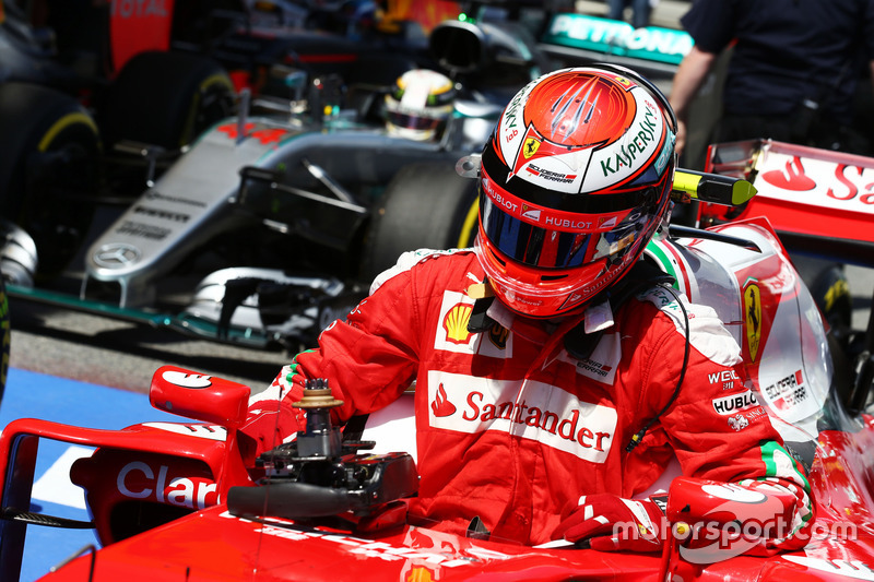 Kimi Raikkonen, Ferrari SF16-H en parc ferme