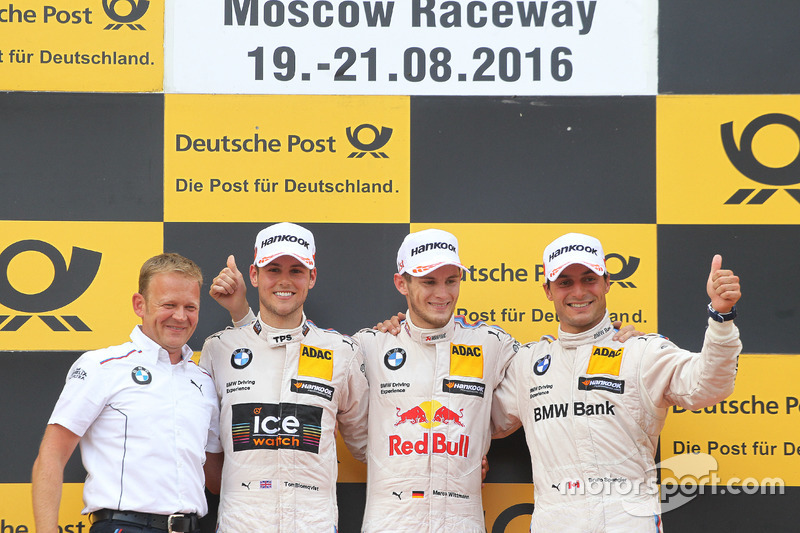 Podio: il vincitore della gara Marco Wittmann, BMW Team RMG, BMW M4 DTM; il secondo classificato Tom