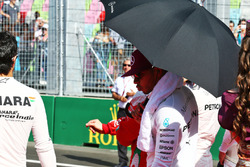 Lewis Hamilton, Mercedes AMG F1 as the grid observes the national anthem