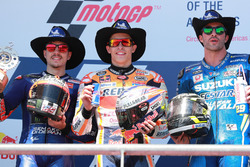 Podium: second place Maverick Viñales, Yamaha Factory Racing, Race winner arc Marquez, Repsol Honda Team, Athird place ndrea Iannone, Team Suzuki MotoGP