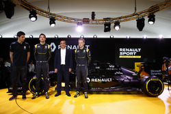 Carlos Ghosn, Renault President launching the Renault R.S. 16 with drivers Jolyon Palmer, Kevin Magnussen and Esteban Ocon Renault F1 tests driver