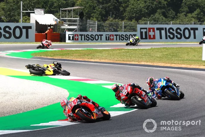 Accidente de Jack Miller, Pramac Racing detrás de Marc Marquez, Repsol Honda Team, Andrea Dovizioso, Ducati Team, Alex Rins, Team Suzuki MotoGP