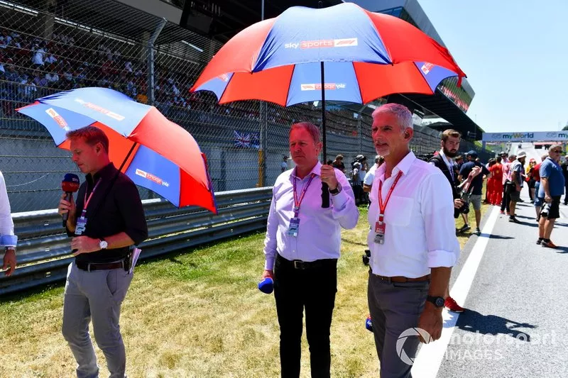 Simon Lazenby, Martin Brundle y Damon Hill, Sky Sports F1