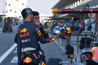 Daniel Ricciardo, Red Bull Racing with helmet and Max Verstappen, Red Bull Racing