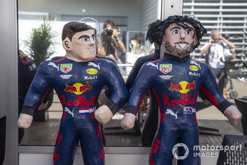 Max Verstappen, Red Bull Racing and Daniel Ricciardo, Red Bull Racing RB14 sculptures 