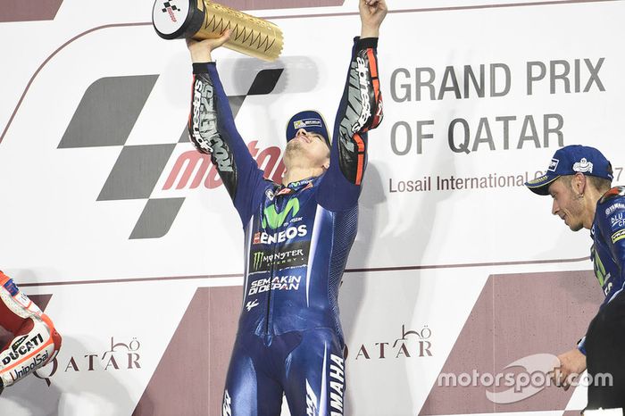 Podio: Maverick Viñales, Yamaha Factory Racing, Valentino Rossi, Yamaha Factory Racing