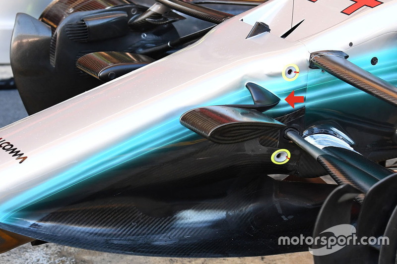 Mercedes AMG F1 W08 detail van de voorkant